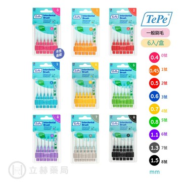 TePe 緹碧 瑞典 I型牙間刷 (普通刷毛) 0.4 ~1.5mm 6支入 牙間刷 牙齒清潔 口腔清潔【立赫藥局】
