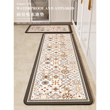 【安希亞】硅藻泥廚房專用地墊防污吸水墊可擦洗防臟防滑地毯腳墊