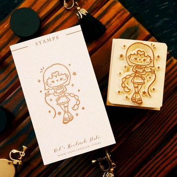 手工橡皮章 - 天蠍座女孩 星座系列章 4X5cm (可客製文字)