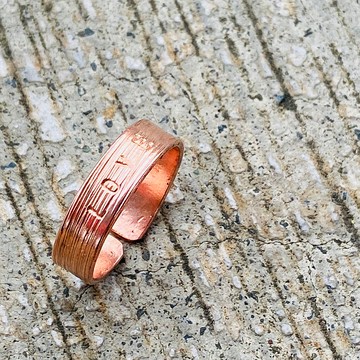 紅銅 橫紋 戒指 可客製名字 活動戒圍 S541