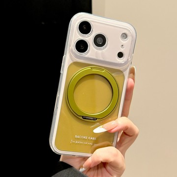 蘋果18Promax手機殼iphone17pro新款青檸綠撞色半透帶360支架16精孔按鍵全包15簡約高級14防摔保護套