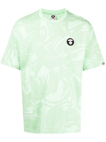 AAPE BY *A BATHING APE® - logo-patch cotton T-shirt - men - Cotton - S - Green