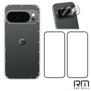 RedMoon Google Pixel 10 Pro XL / Pixel10Pro / Pixel10 手機殼貼4件組 空壓殼-9H玻璃保貼2入+3D全包鏡頭貼