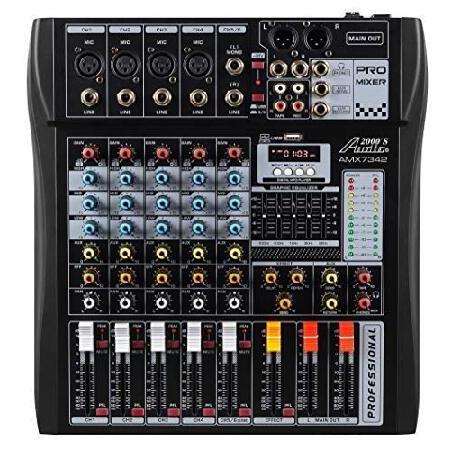 Audio2000'S AMX7342 Six-Channel Audio Mixer with USB Interface and Sound Effect