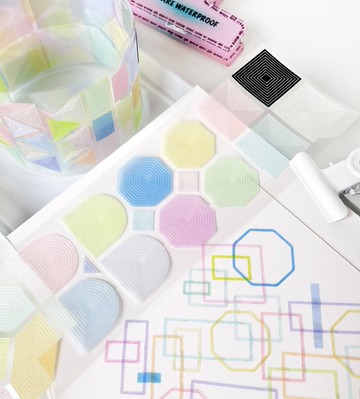 格格框框 糖果色 雰囲気デコ PET 閃砂 紙膠帶 (kiss-cut)