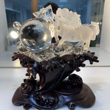 頂級激光料 天然白水晶 戲珠麒麟雕件❤️麒麟瑞獸 白水晶麒麟 收藏 自擺送禮 麒麟雕件 A1147