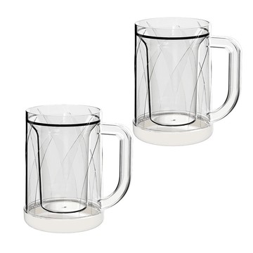 iSFun 透明大容量 雙層冰鎮冷飲杯啤酒杯/一組2入