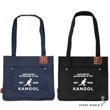 KANGOL 肩背包 托特包 帆布包 磁扣 藍/黑【運動世界】6625170980/6625170820