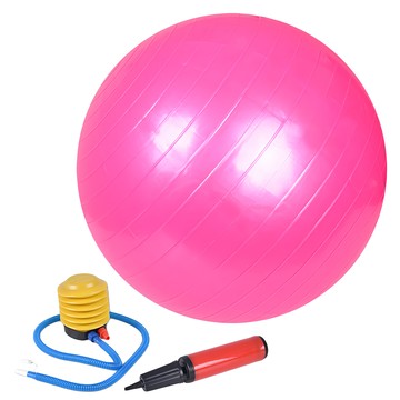 LEADER X 加厚防爆核心肌群鍛鍊瑜珈球 Set 55cm 環保PVC 附充氣筒  粉紅  1組