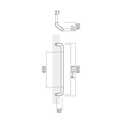 UNION(ユニオン) T8022-01-024-L600 ドアハンドル 押し棒 1セット(内外