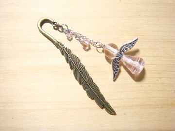 柚子林琉璃 - 羽毛書籤(小) - 小天使 (櫻花粉)