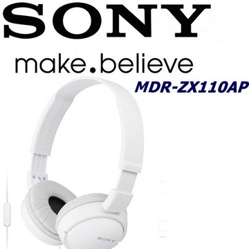 SONY MDR-ZX110AP 日本內銷版 獨家銷售 好音質 隨身便攜耳罩式智慧手機專用耳機 純真白