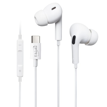 E-books SS41 Type C入耳式線控耳機，適用於iPhone 15與Android  E-EPA246  白色