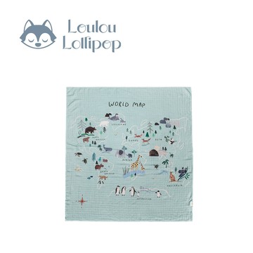 Loulou Lollipop - 竹纖維透氣包巾-世界動物地圖