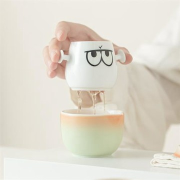 陶瓷喝茶快客杯車載泡茶壺旅行茶具戶外露營防燙茶具創意禮品套裝
