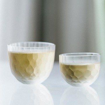草木祠 耐熱玻璃功夫茶杯 手工磨花云霧品茗杯日式酒杯茶碗主人杯