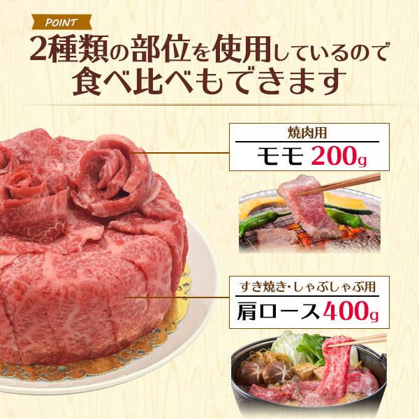 誕生日祝 牛肉ケーキ 6号 A5ランク 神戸牛 600g 肩ロース モモ スライス バースデーカード付 プレゼント 国産黒毛和牛 牛肉 グルメ ギフト 贈り物 熨斗