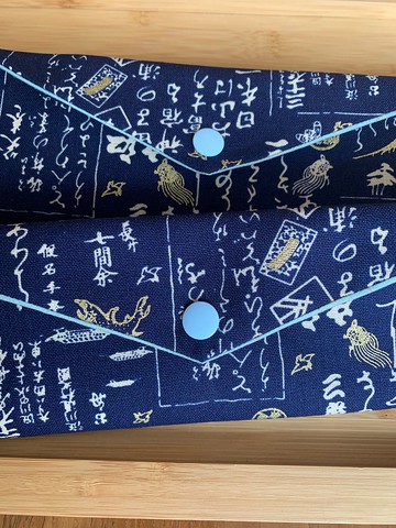 文青風環保筷袋 ~日系墨寶 沈穩藍 收納 手作餐具袋