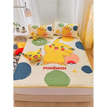 寶可夢伊布皮卡丘乳膠涼席子兒童學生宿舍1.2米床夏季冰絲軟席男