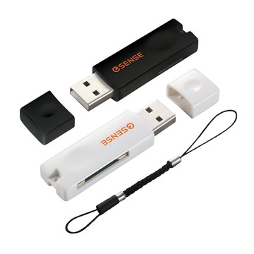 Esense SDmicro SD(TF)雙槽免轉卡使用便利\t C2A SD/T-FLASH迷你讀卡機(白)