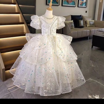 女童禮服高端輕奢小眾花童兒童公主裙生日宴蓬蓬裙主持人鋼琴演奏