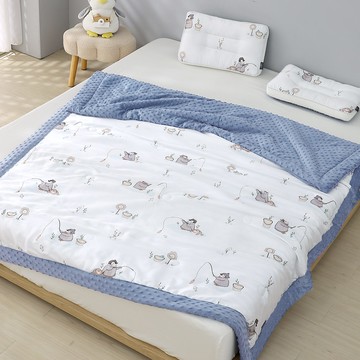 天絲™超柔荳點毯被 / 企鵝家族 / HOYACASA