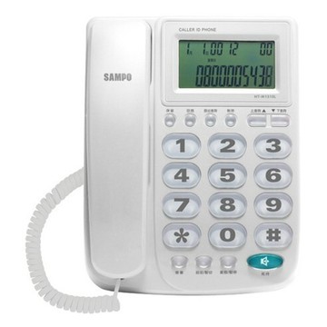[福利商品]22-11_sampo-聲寶-全免持來電顯示有線電話-白色-ht-w1310l-1個