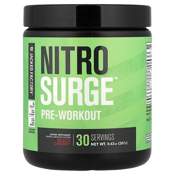 Jacked Factory, Nitro Surge，鍛鍊前配方，黑櫻桃味，8.78 盎司（249 克）