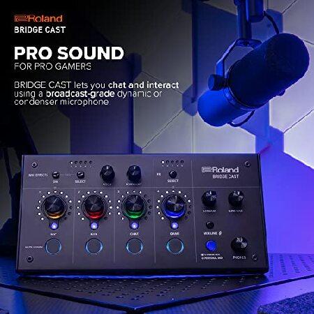 Roland BRIDGE CAST Dual Bus Gaming Mixer Professional Audio Streaming Interface and Mixer for Online Gamers 32-Bit Hardware DSP USB-C Windows an