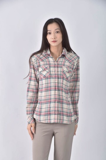 (S) 棉質純棉紅色襯衫上衣