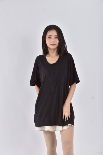 (XL) jnby棉質親膚黑色短袖上衣