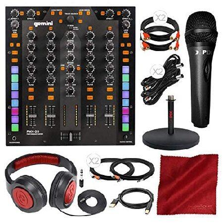 Gemini PMX-10 A- A-B Box DJ Mixer with Microphone, Headphones ＆ Assorted Cables Deluxe Bundle 並行輸入品