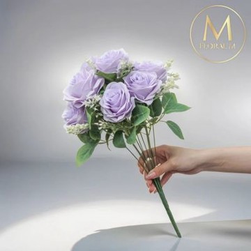 【Floral M】英式卡爾玫瑰浪漫紫仿真花花材1入組(人造花/仿真花/假花/花藝DIY/裝飾花材)