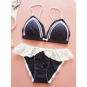 校園風少女無鋼圈文胸套裝 日系學生可愛性感薄杯內衣內褲