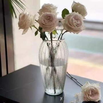 ✨超低價 免運 ✨花盆 玻璃花瓶冰川紋手工玻璃ins 風花瓶客廳擺件鮮花乾花插花水養水培透明花器