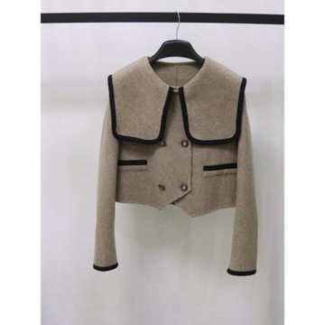 娃娃領雙面羊毛大衣女短款設計感小眾高端氣質韓系減齡羊毛呢外套