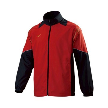 Mizuno 美津濃【授權經銷】男款【防潑水布面】風衣套裝上外套 保暖細刷毛  拉鍊口袋 -紅- 32TE258363