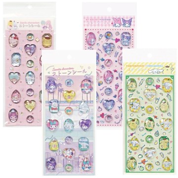 小禮堂 Sanrio 三麗鷗 造型貼紙組 (寶石款) Kitty 酷洛米 布丁狗 大耳狗 帕恰狗