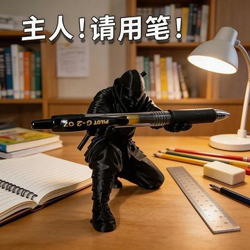 【小悅居】3d打印忍者筆架創意桌面擺件輕奢高級感辦公桌筆託學生書桌收納