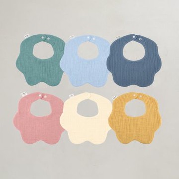 Baby童衣 兒童圍兜 嬰兒棉紗布口水巾 男女寶寶防吐奶花邊圍兜 新生兒6層棉紗圍領 11901