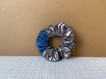 二拼荷葉髮圈 / 甜甜圈髮圈 / 黑波喵-藍