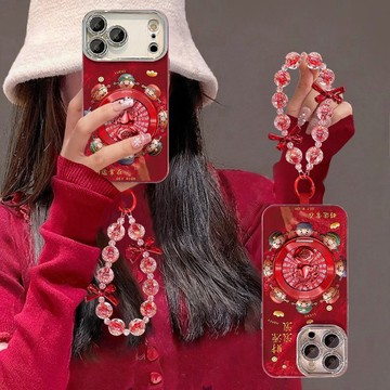 財源滾滾 冰川紋360旋轉招財葫蘆支架殼 適用 蘋果 iPhone 17 16 15 14 13 Pro max 手機殼