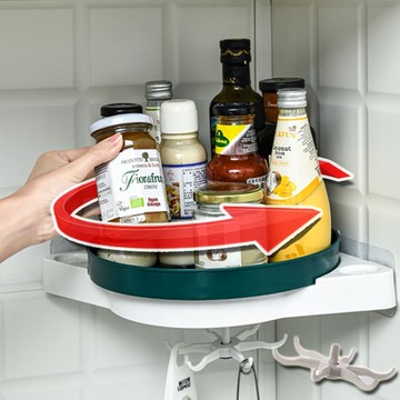 多功能壁掛式旋轉盤置物架(1組2入)