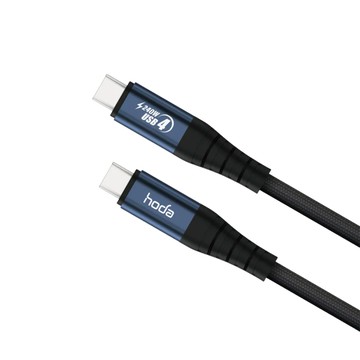 hoda | 240W【USB4 USB-C to C】同軸編織快速充電線 8K60Hz 1.2M (黑)