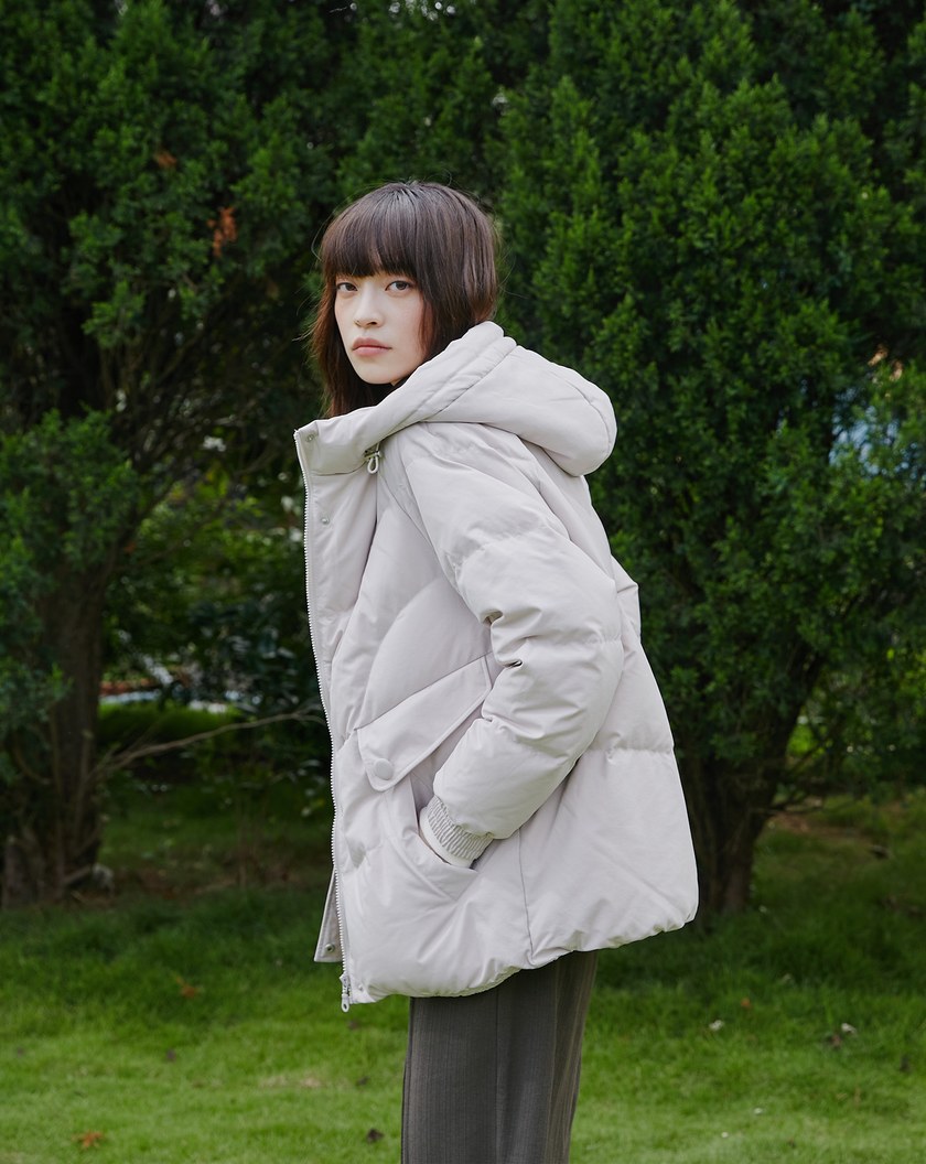 ➤白鴨絨拉克蘭袖連帽羽絨外套(兩色)