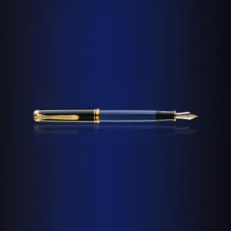 Pelikan ペリカン 万年筆 EF 極細字 ブルー縞 スーベレーン M600 正規輸入品