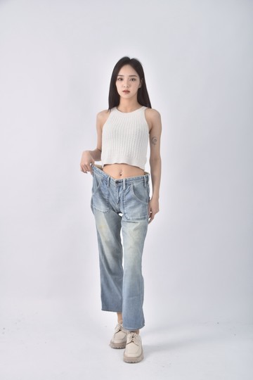 (M) 丹寧牛仔質感棉質純棉藍色長褲