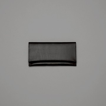 植鞣革長夾 黑色/無零錢包內襯