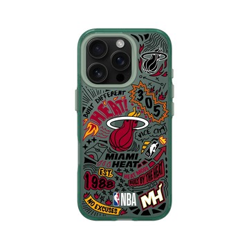 iPhone 16 Pro Clear 憂墨綠 - NBA - 塗鴉系列-邁阿密熱火 Miami Heat - Graffiti