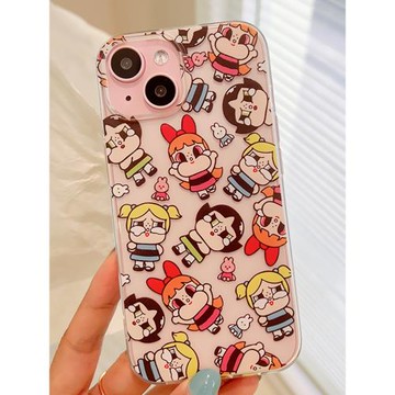 ins風可愛胖胖小女警適用于蘋果13/14/15/16/17proMax趣味少女手機軟殼iPhone11/12MINI透明16PLUS